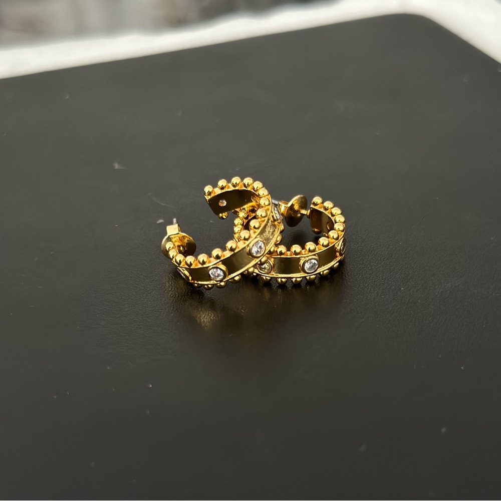 Adornia Swarovski Crystal Renaissance Gold Hoop Earrings